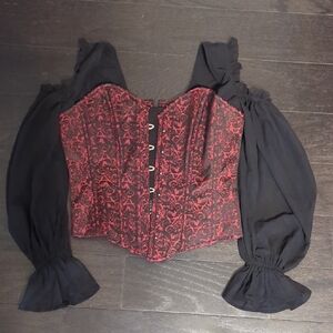 Chic Black and Red Women's Blouse